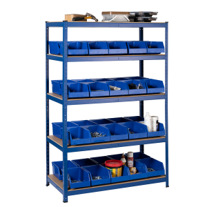 Garage Shelving Units / Racking 5 Levels 1800mm H x 1200mm W x 600mm D with 40 Picking Parts Bins