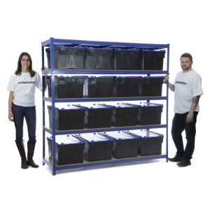 Garage Shelving Unit 5 Levels 1800 x 1800 x 600 with 16 CROC Storage boxes