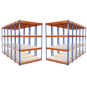10 Bays of Heavy Duty Racking Blue and Orange 4 Levels 1800mm H x 900mm W x 450mm D