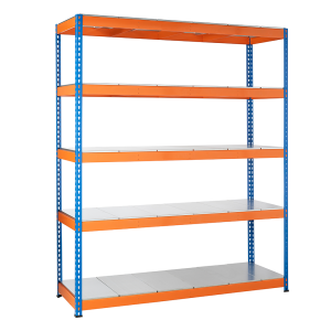 Steel Racking 5 Levels Steel Shelves |2200mm H x 1800mm W x 600mm D - 500KGs UDL