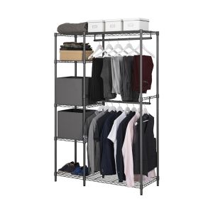 Grey 5 Tier Clothes Rail With Shelves | 1818mm H x 1203mm W x 457mm D