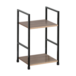 2 Tier Side Table Bookshelf, Oak Effect Shelves & Black Metalwork 480mm H x 291mm W x 235mm D