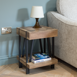 Contemporary Coffee Side Table with Metal Legs & Detailing 400mm W
