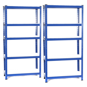2 x Garage Shelving Units / Racking 5 Levels 1500mm H x 750mm W x 300mm D with Melamine Shelves