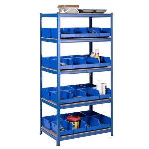 Garage Shelving Units / Racking 5 Levels 1800mm H x 900mm W x 600mm D with 32 Picking Parts Bins