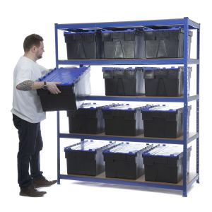 Garage Shelving Unit 1800 x 1500 x 600 with 12 56LTR CROC Storage Boxes