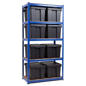Economy Shelving Unit 1800mm H x 900mm W x 450mm D | With 8 of 45ltr WHAM BAM Storage Boxes