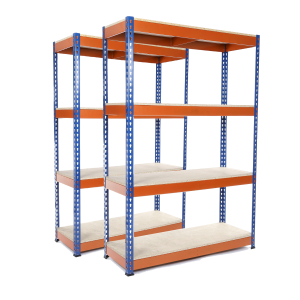 2 Bays of Heavy Duty Racking Blue and Orange 4 Levels 1800mm H x 900mm W x 450mm D