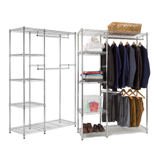 Chrome 5 Tier Clothes Rail With Storage Shelves | 1818mm H x 1203mm W x 457mm D